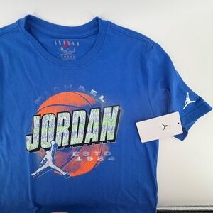 Nike Jordan Boys T Shirt Sport Blue Graphic Print Short Sleeve Size M 10-12 YRS
